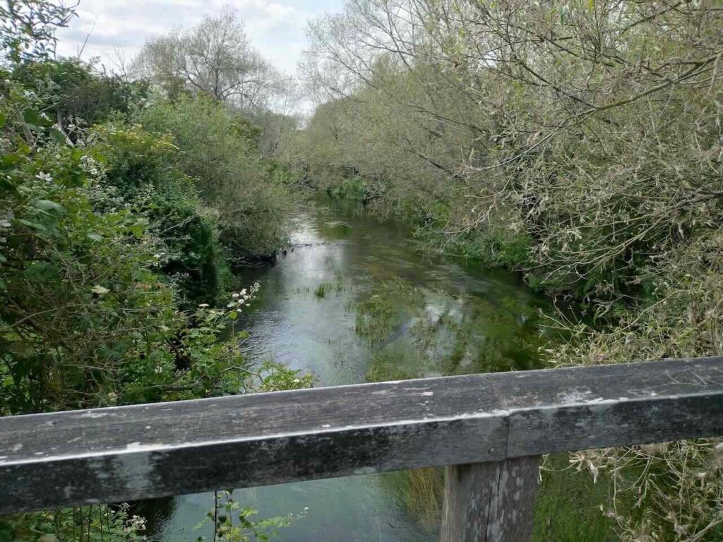 Wooden footbridge over the river Colne